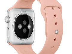 Curea iUni compatibila cu Apple Watch 1/2/3/4/5/6/7, 40mm, Silicon, Vintage Rose